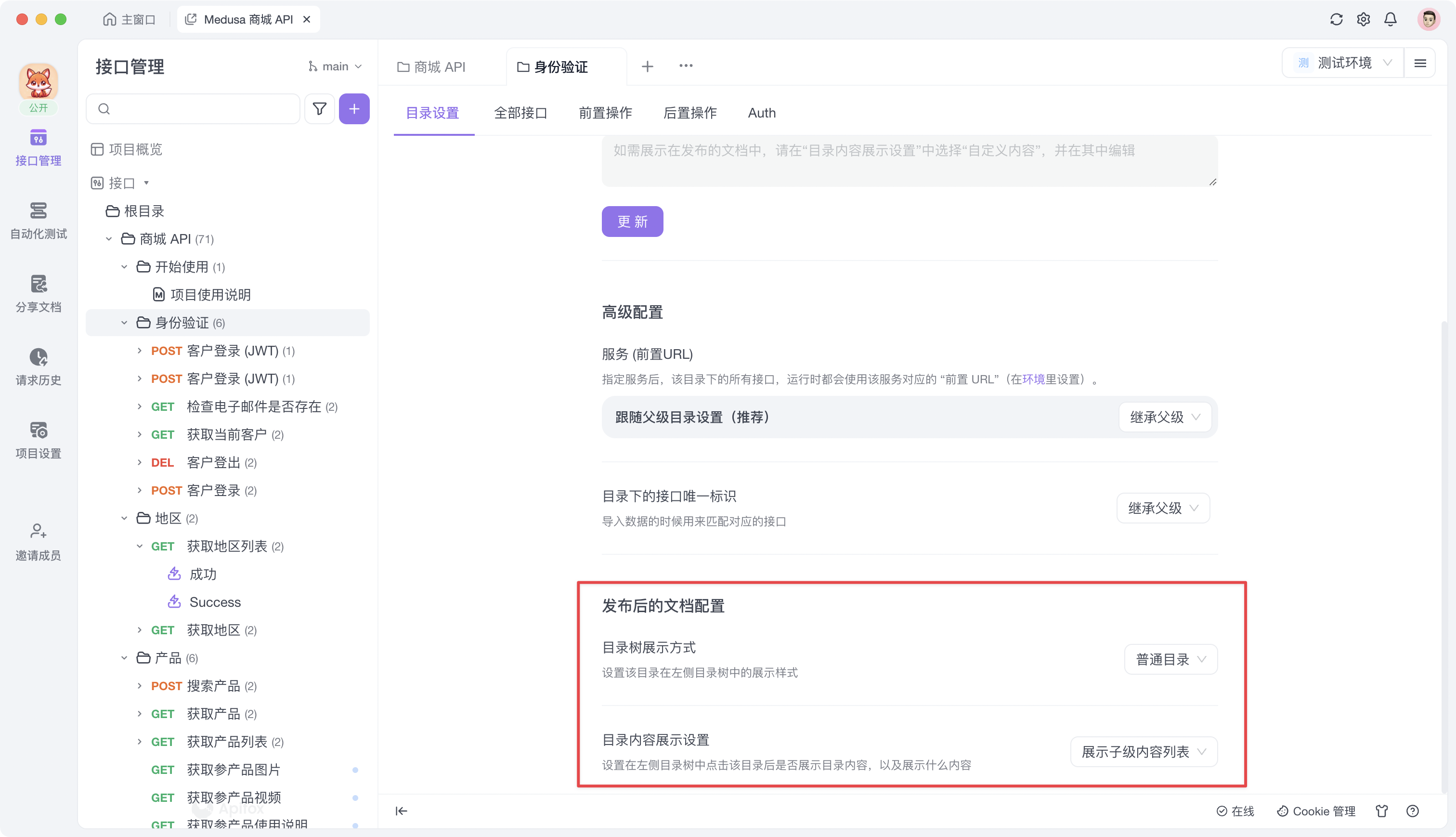 Apifox 分享分档-分享后的文档配置